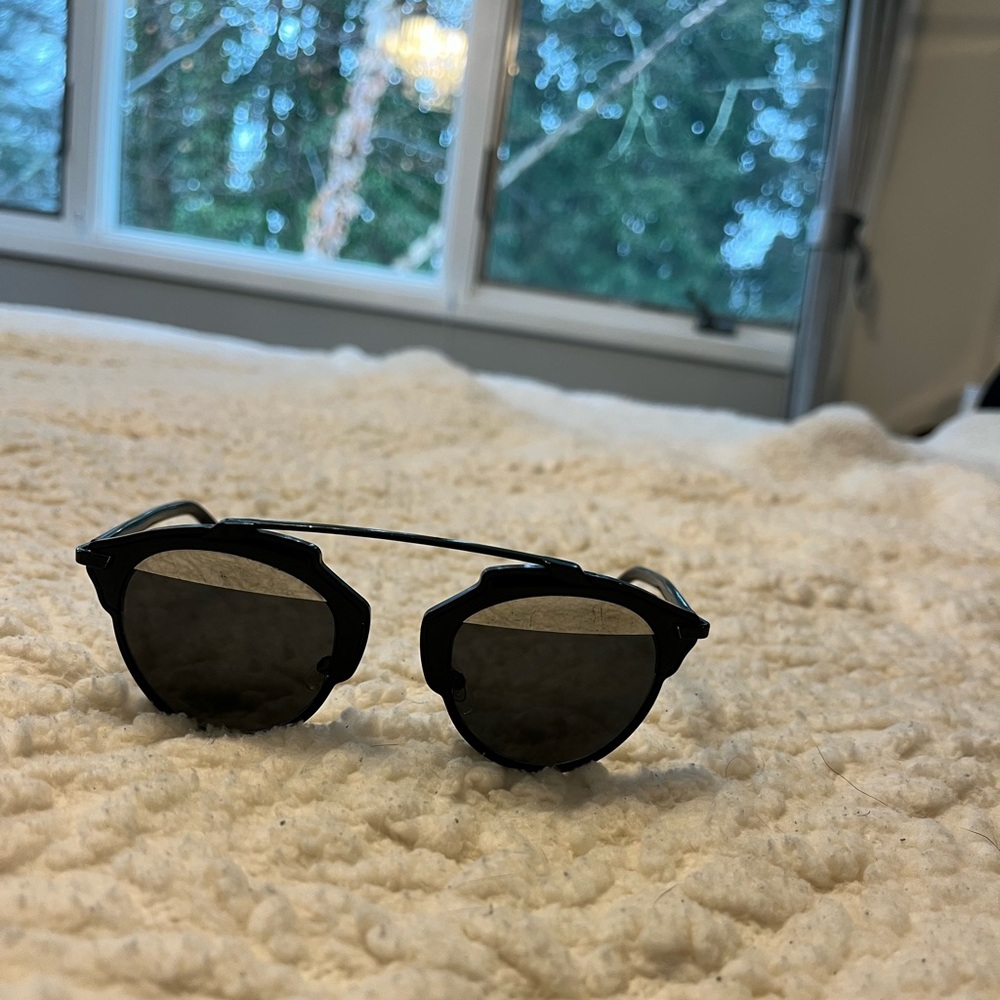 Authentic Christian Dior So Real Sunglasses in black and chrome